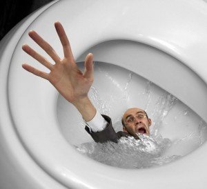 man drowning in toilet